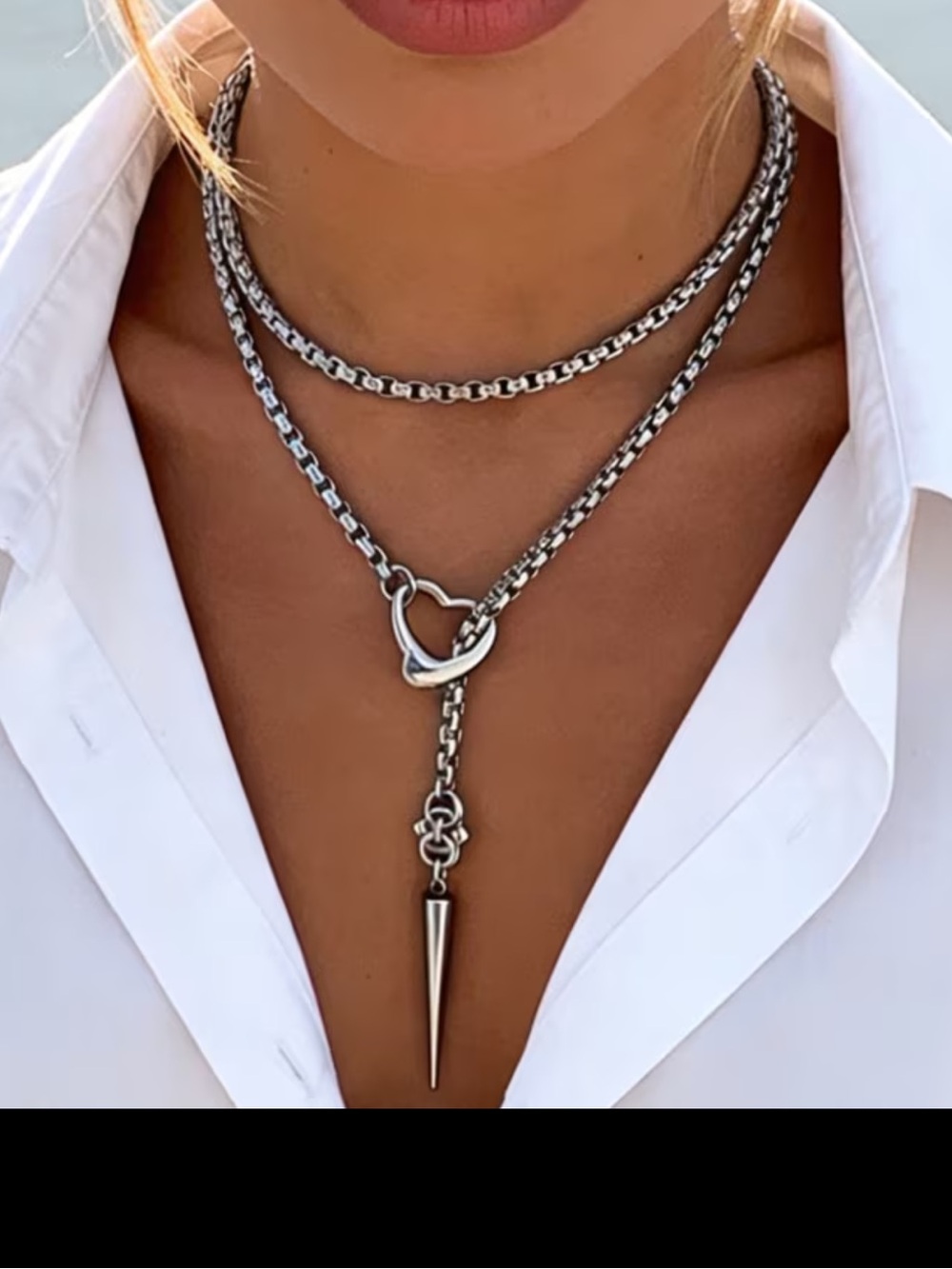 Silver Lariat Heart Toggle Pendant Necklace - Women Jewelry, NEW!